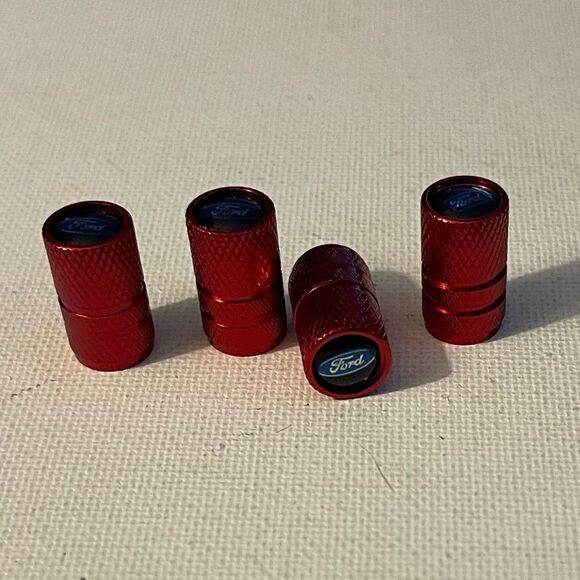 Ford logo valve Stem caps in Red set of 4 NWT - Picture 3 of 4